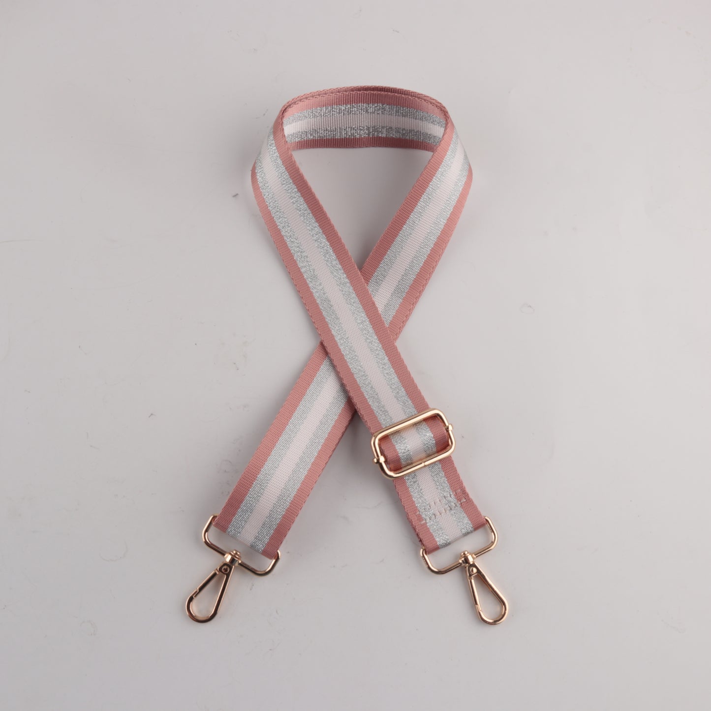 Gold and Silver Stripe Thread Glitter Bag Strap