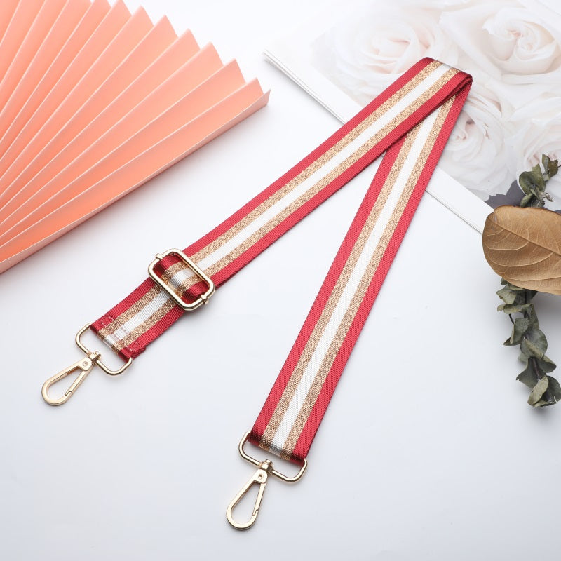 Gold and Silver Stripe Thread Glitter Bag Strap
