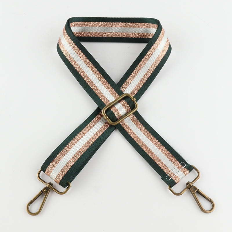 Gold and Silver Stripe Thread Glitter Bag Strap