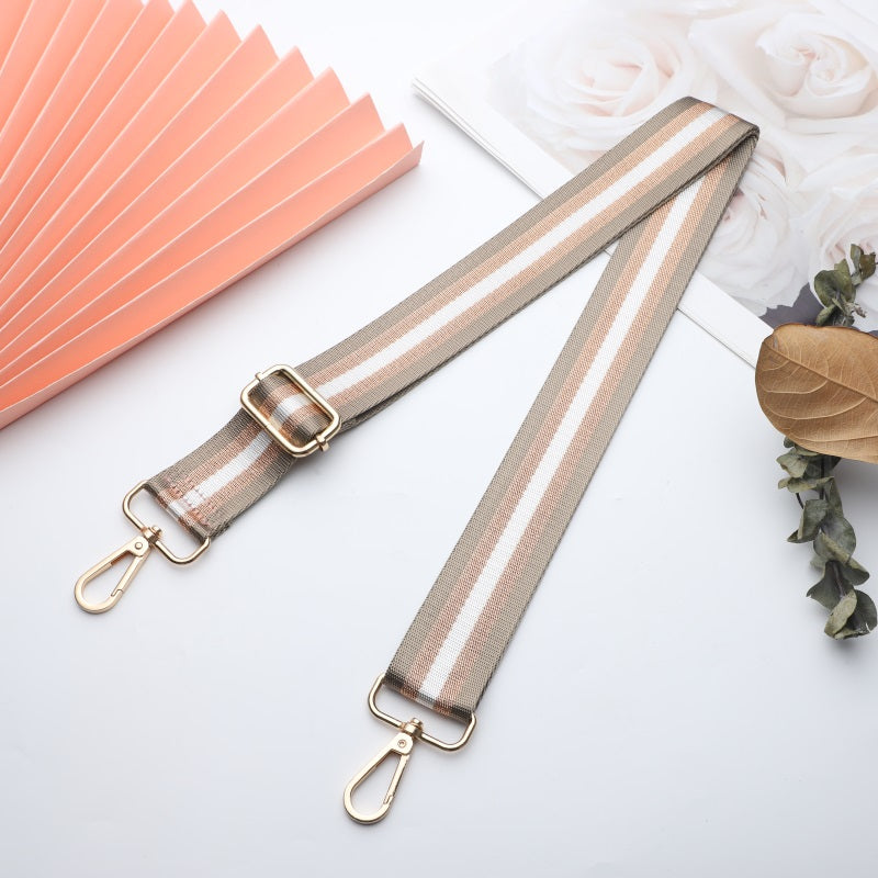 Gold and Silver Stripe Thread Glitter Bag Strap