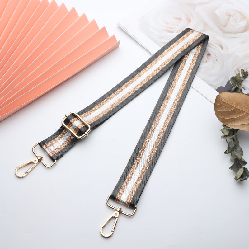 Gold and Silver Stripe Thread Glitter Bag Strap