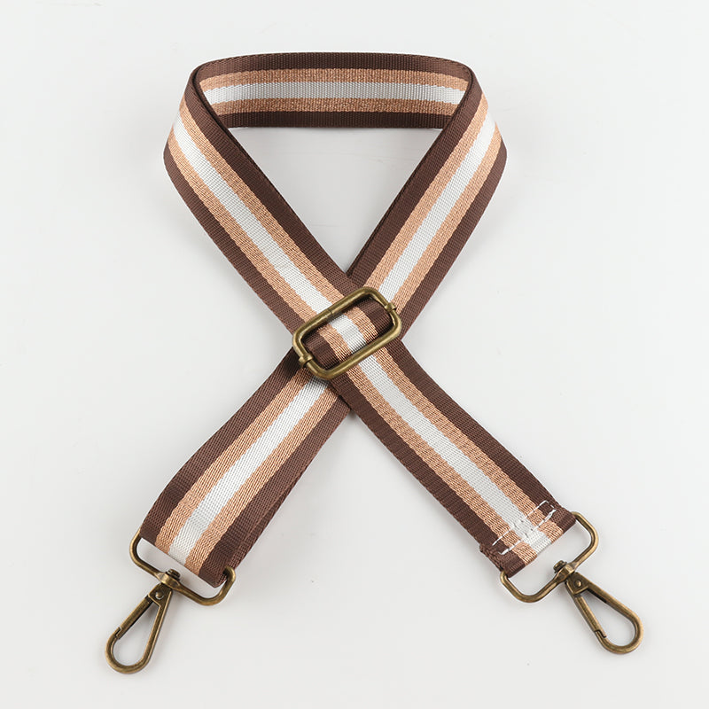 Gold and Silver Stripe Thread Glitter Bronze Buckle Shoulder Straps