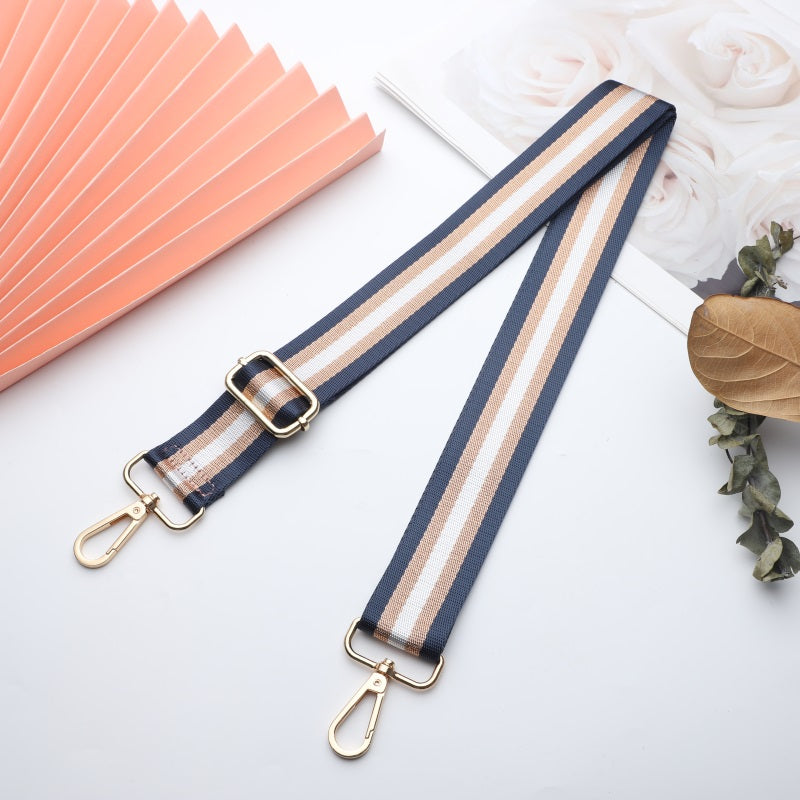 Gold and Silver Stripe Thread Glitter Bag Strap