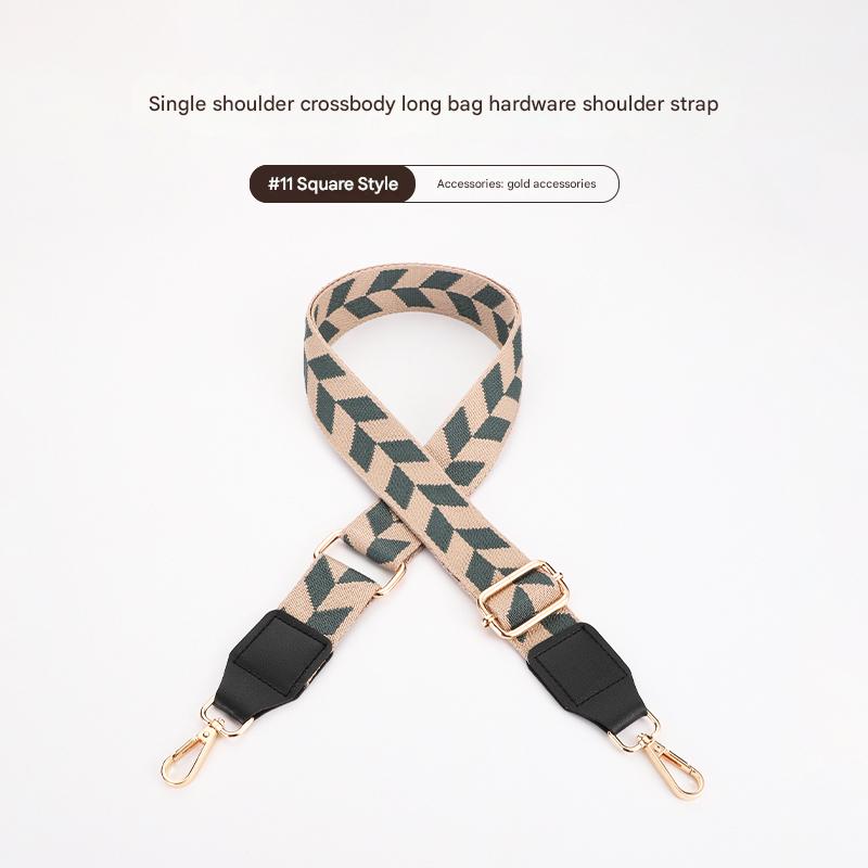 Colorful Leaf Texture Bag strap with Leather Head