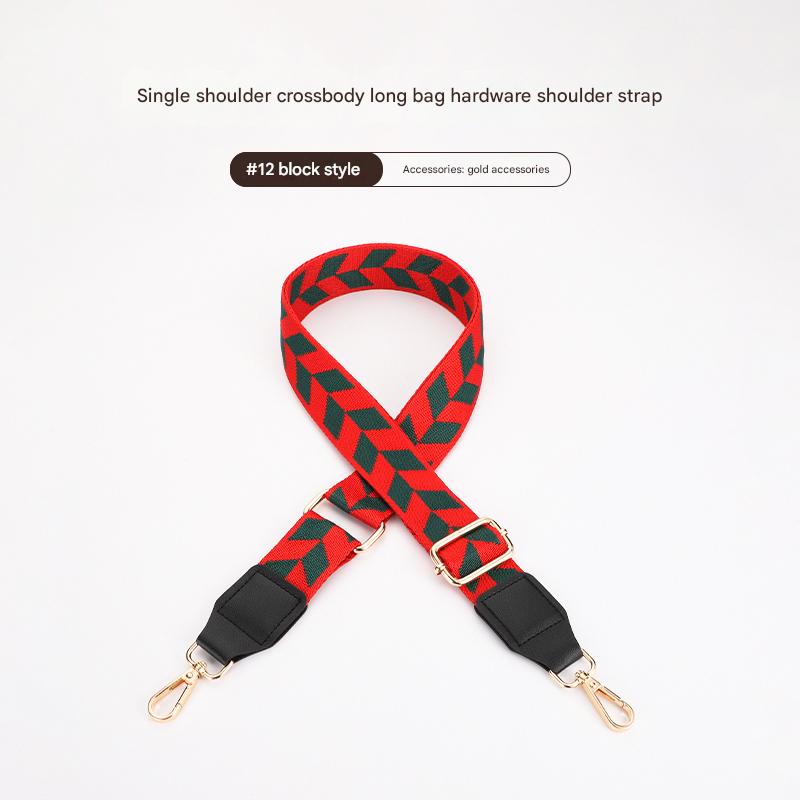 Colorful Leaf Texture Bag strap with Leather Head
