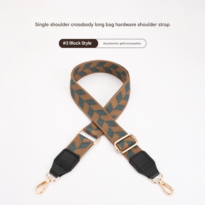 Colorful Leaf Texture Bag strap with Leather Head