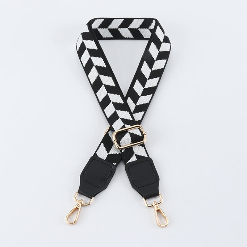 Colorful Leaf Texture Bag strap with Leather Head