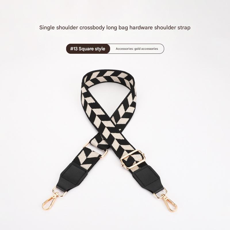 Colorful Leaf Texture Bag strap with Leather Head