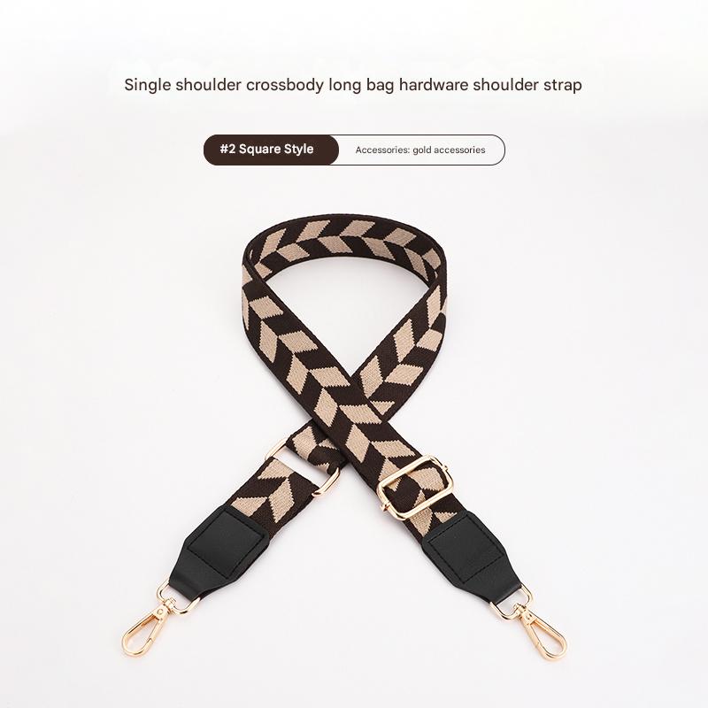 Colorful Leaf Texture Bag strap with Leather Head