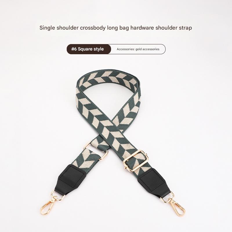 Colorful Leaf Texture Bag strap with Leather Head