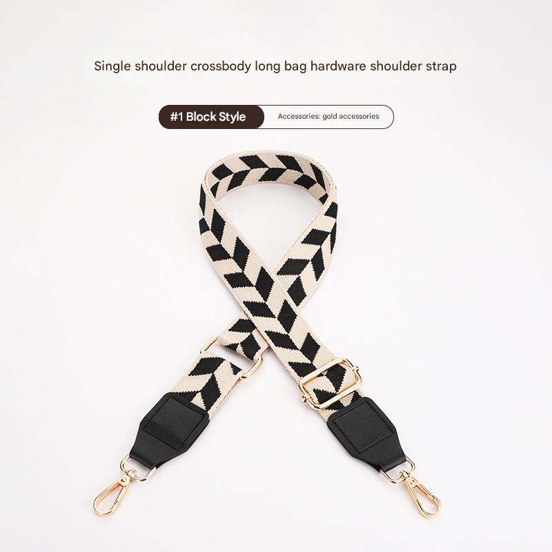 Colorful Leaf Texture Bag strap with Leather Head