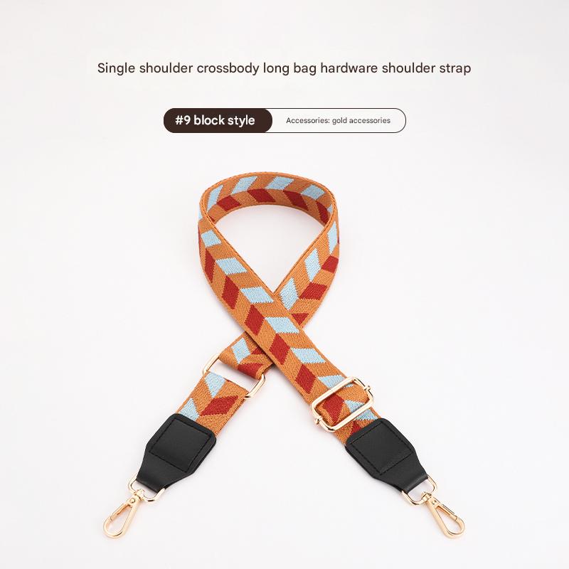 Colorful Leaf Texture Bag strap with Leather Head