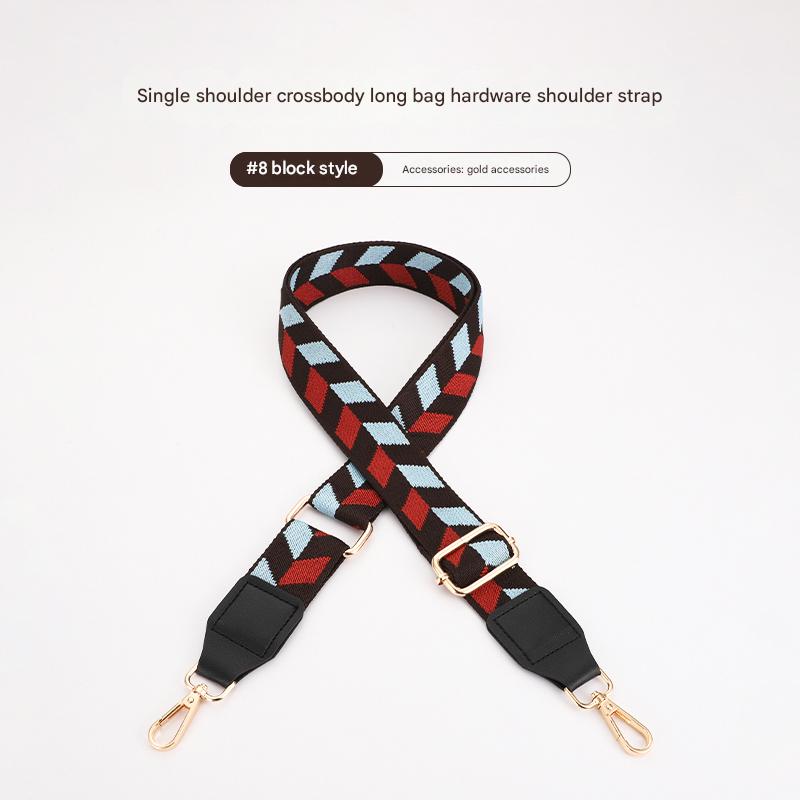 Colorful Leaf Texture Bag strap with Leather Head