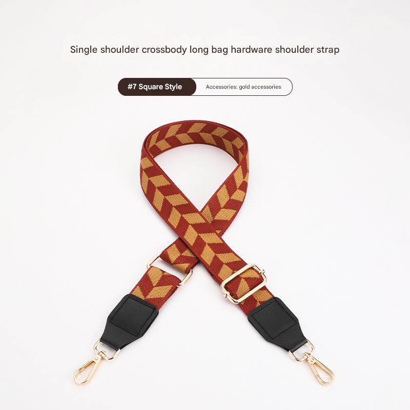 Colorful Leaf Texture Bag strap with Leather Head