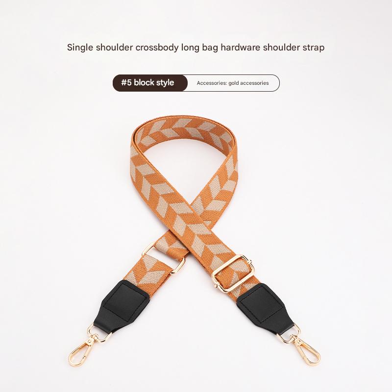 Colorful Leaf Texture Bag strap with Leather Head
