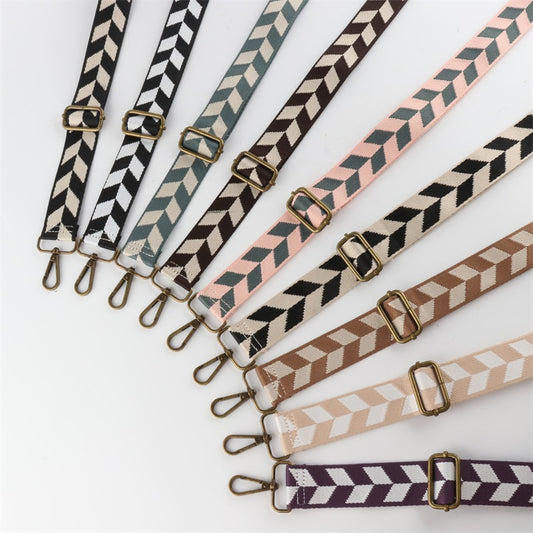 Arrow Check Pattern Bronze Buckle Shoulder Straps