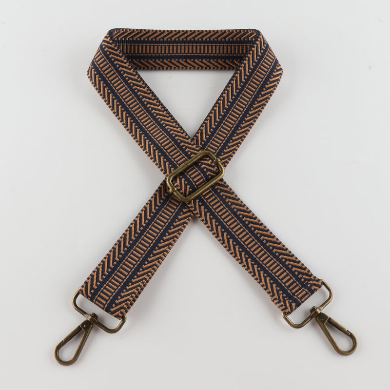 V-cut Print Bronze Buckle Shoulder Straps