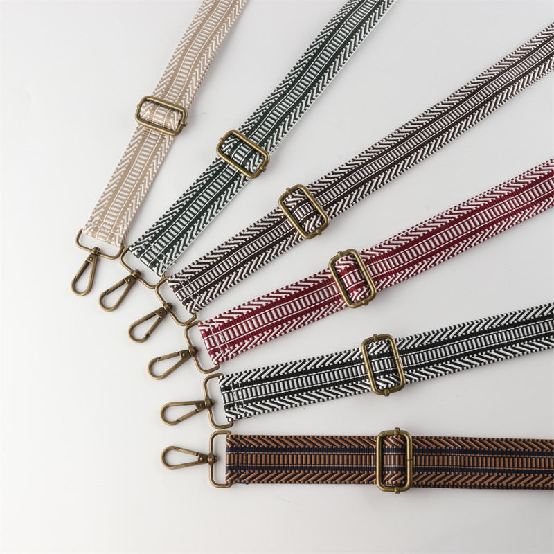 V-cut Print Bronze Buckle Shoulder Straps