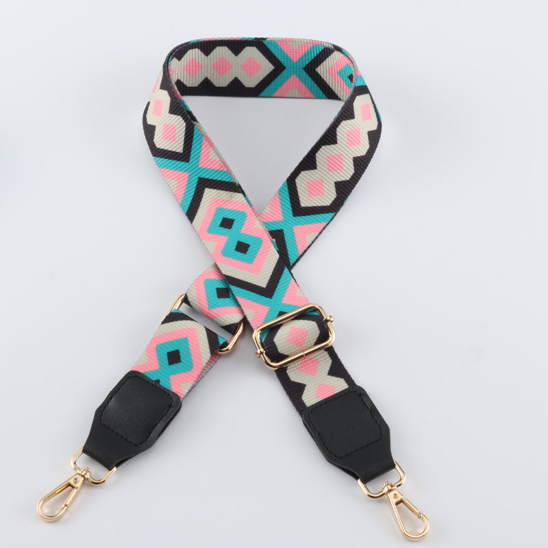 Colorful Diamond Bag Strap with Leather Head