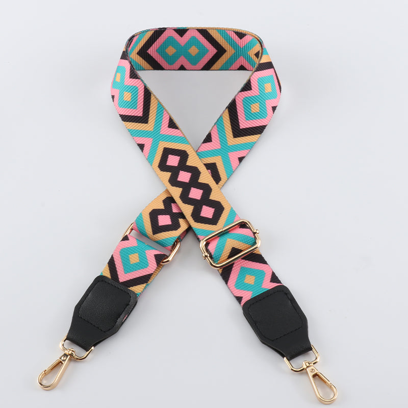 Colorful Diamond Bag Strap with Leather Head