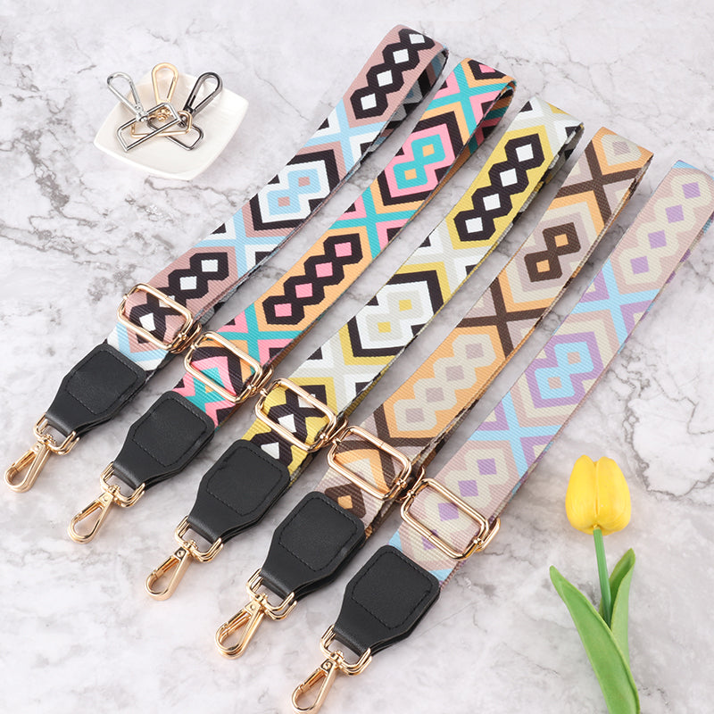 Colorful Diamond Bag Strap with Leather Head