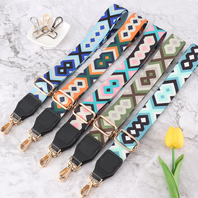Colorful Diamond Bag Strap with Leather Head