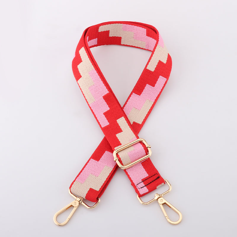 Tricolor Check Jacquard Bag Shoulder Strap