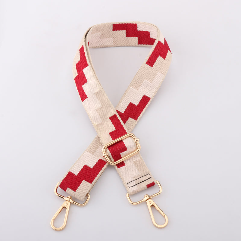 Tricolor Check Jacquard Bag Shoulder Strap
