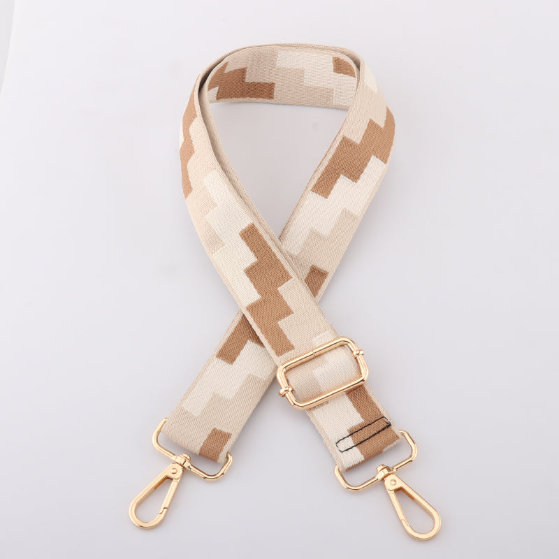 Tricolor Check Jacquard Bag Shoulder Strap