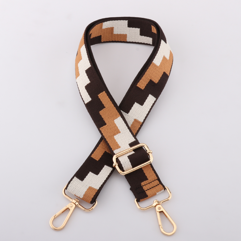 Tricolor Check Jacquard Bag Shoulder Strap
