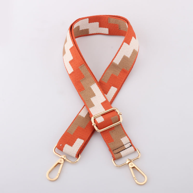 Tricolor Check Jacquard Bag Shoulder Strap