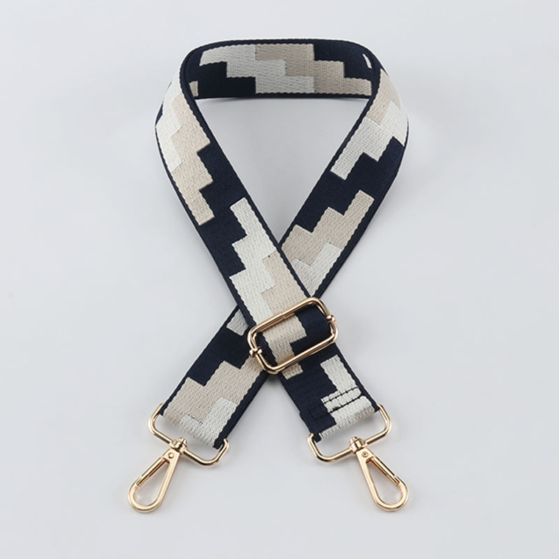 Tricolor Check Jacquard Bag Shoulder Strap