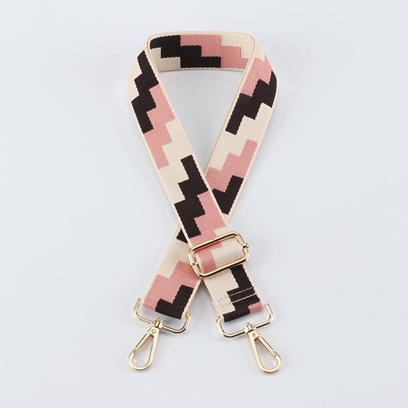 Tricolor Check Jacquard Bag Shoulder Strap