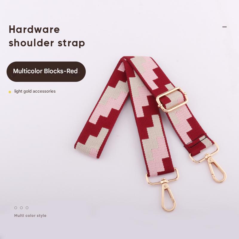 Tricolor Check Jacquard Bag Shoulder Strap