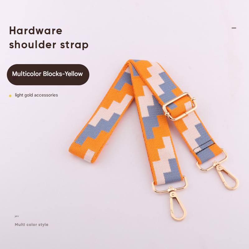 Tricolor Check Jacquard Bag Shoulder Strap