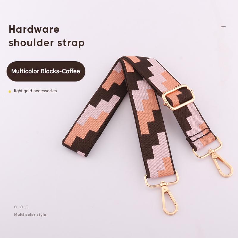 Tricolor Check Jacquard Bag Shoulder Strap