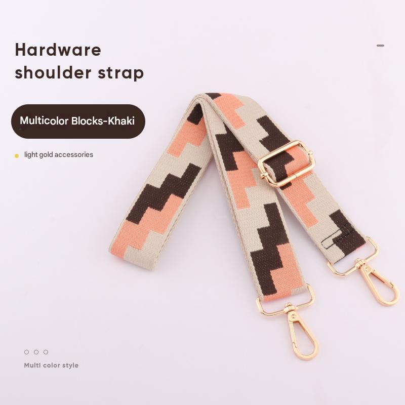 Tricolor Check Jacquard Bag Shoulder Strap