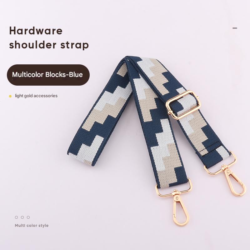 Tricolor Check Jacquard Bag Shoulder Strap
