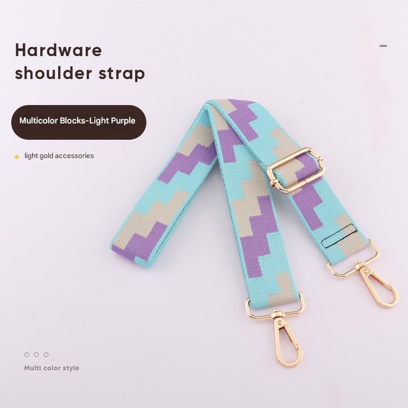 Tricolor Check Jacquard Bag Shoulder Strap