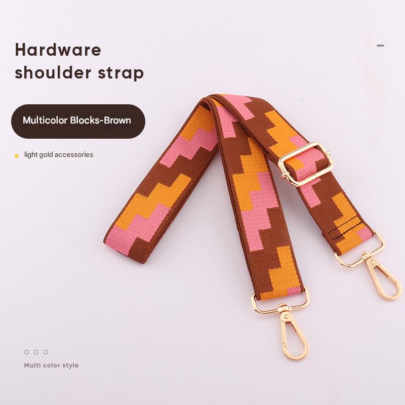 Tricolor Check Jacquard Bag Shoulder Strap