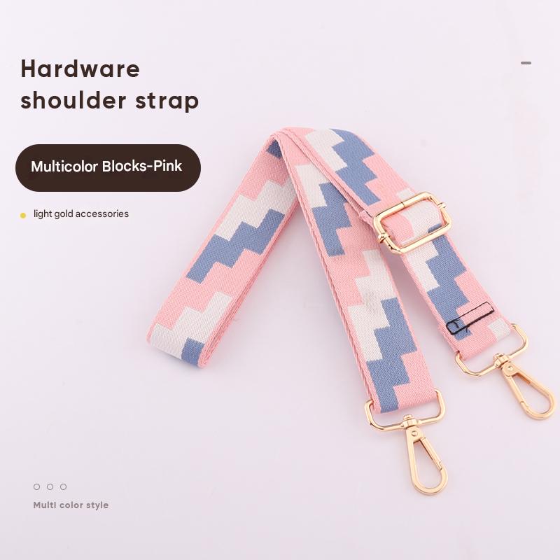 Tricolor Check Jacquard Bag Shoulder Strap