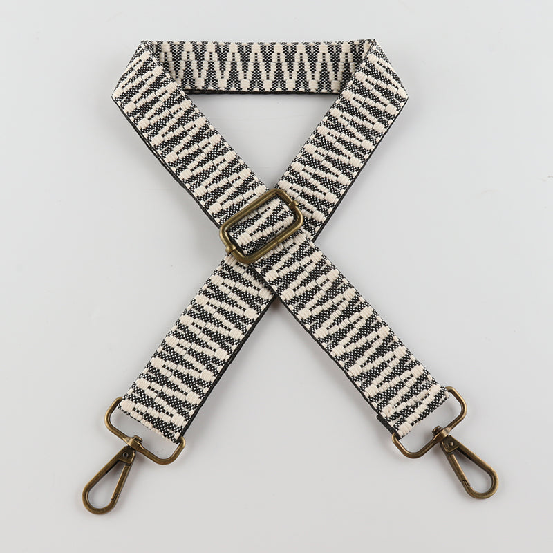 V Textured Jacquard Bronze Buckle Shoulder Straps