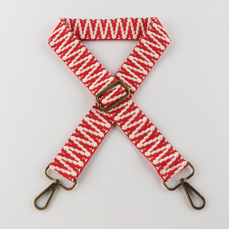 V Textured Jacquard Bronze Buckle Shoulder Straps
