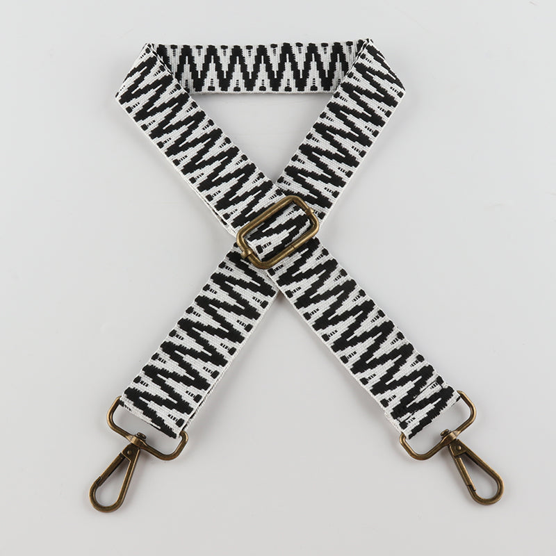 V Textured Jacquard Bronze Buckle Shoulder Straps