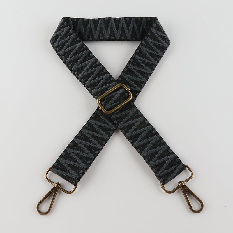 V Textured Jacquard Bronze Buckle Shoulder Straps