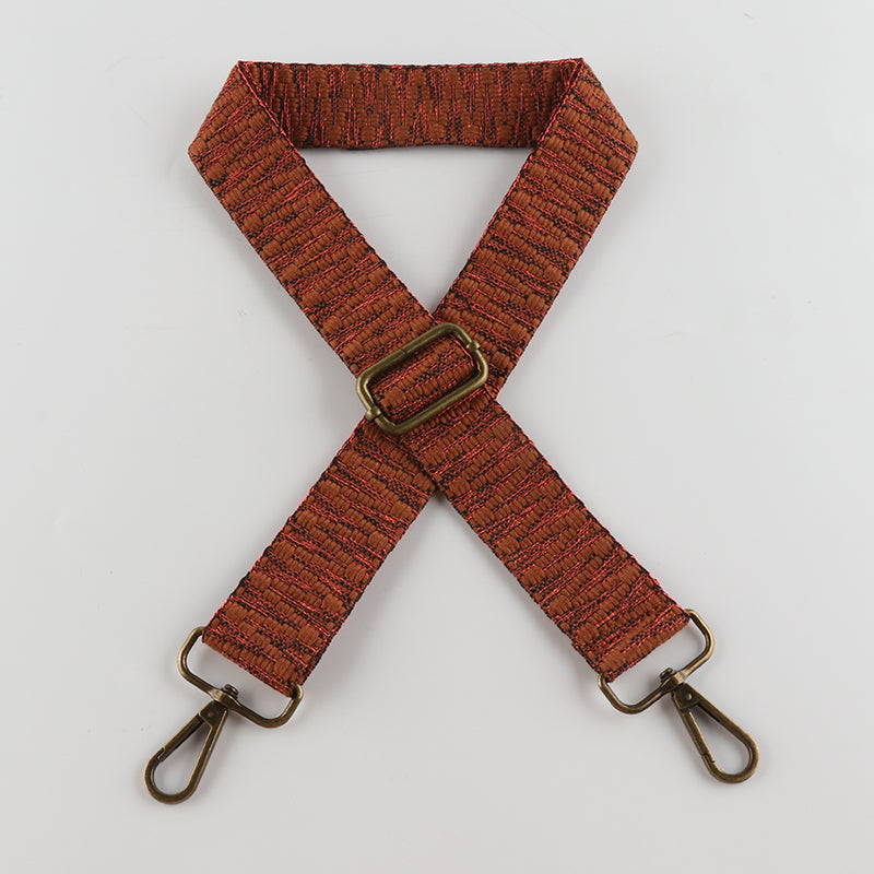V Textured Jacquard Bronze Buckle Shoulder Straps
