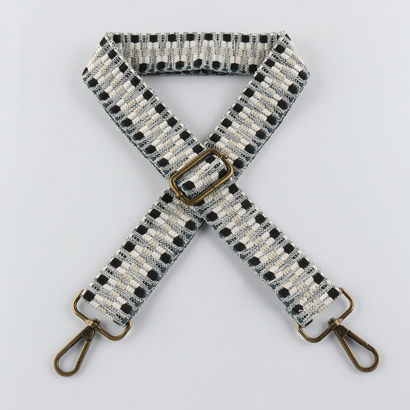 Colorful V Textured Jacquard Bronze Buckle Shoulder Straps