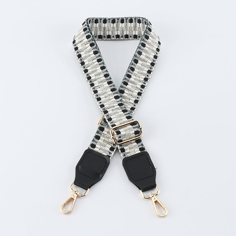 Colorful V-shaped Pattern Bag Shoulder Strap with Leather Head
