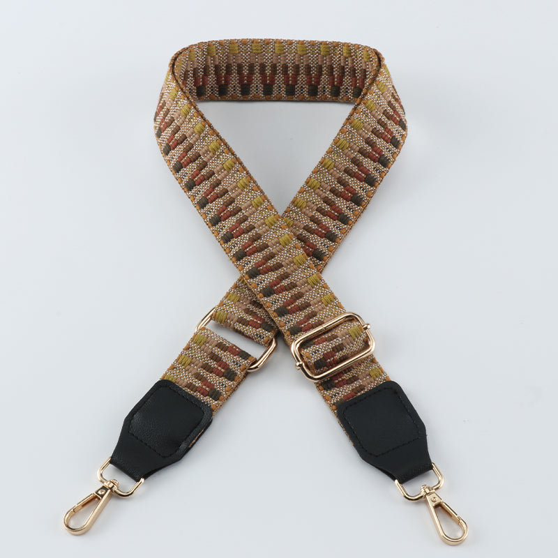 Colorful V-shaped Pattern Bag Shoulder Strap with Leather Head
