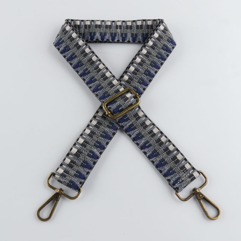 Colorful V Textured Jacquard Bronze Buckle Shoulder Straps